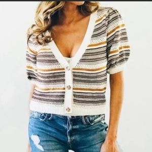 House of Harlow 1960 Cropped Cardigan V Neck Button Front Size Small